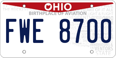 OH license plate FWE8700