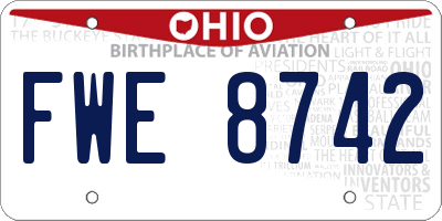OH license plate FWE8742