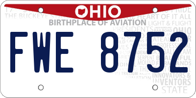OH license plate FWE8752