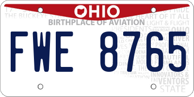 OH license plate FWE8765