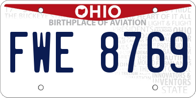 OH license plate FWE8769