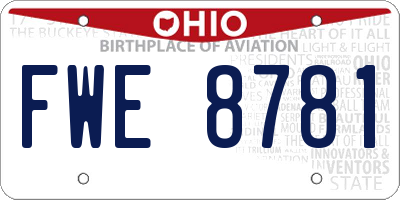OH license plate FWE8781