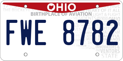 OH license plate FWE8782