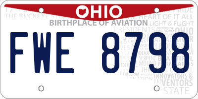 OH license plate FWE8798