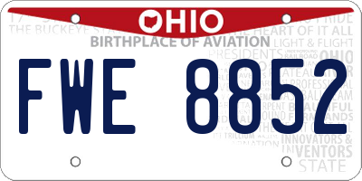 OH license plate FWE8852
