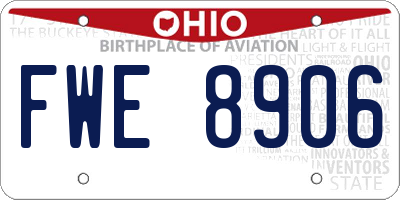 OH license plate FWE8906