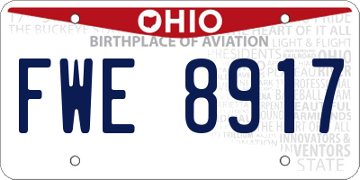 OH license plate FWE8917