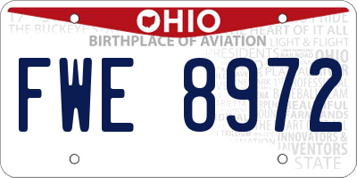 OH license plate FWE8972