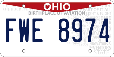 OH license plate FWE8974