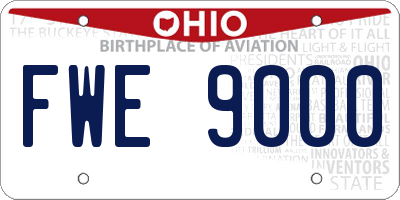 OH license plate FWE9000