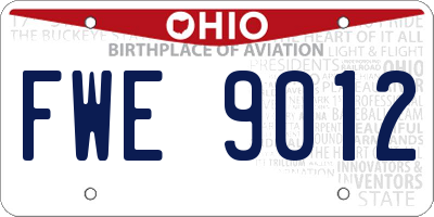 OH license plate FWE9012