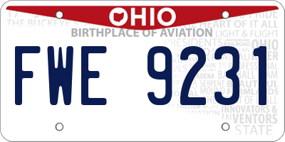 OH license plate FWE9231