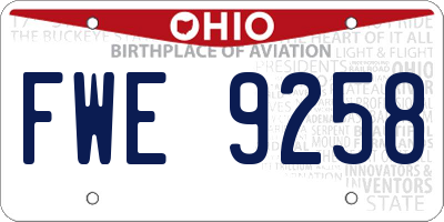 OH license plate FWE9258