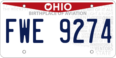 OH license plate FWE9274