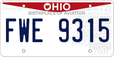 OH license plate FWE9315