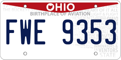 OH license plate FWE9353