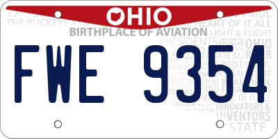 OH license plate FWE9354