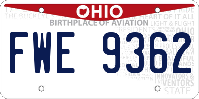 OH license plate FWE9362