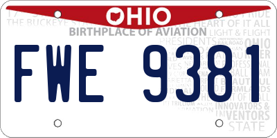 OH license plate FWE9381