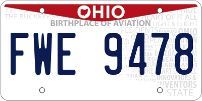 OH license plate FWE9478