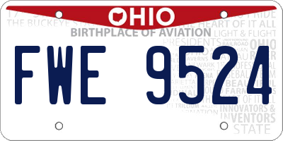 OH license plate FWE9524