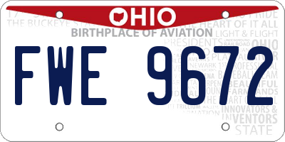 OH license plate FWE9672