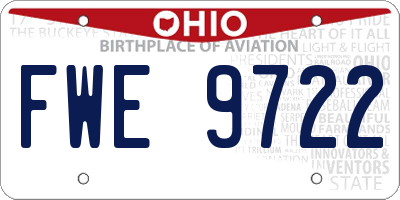 OH license plate FWE9722