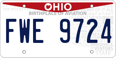 OH license plate FWE9724