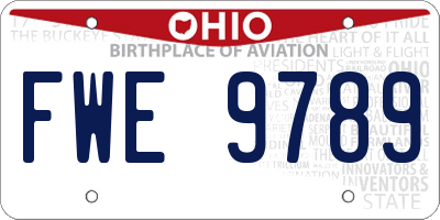 OH license plate FWE9789