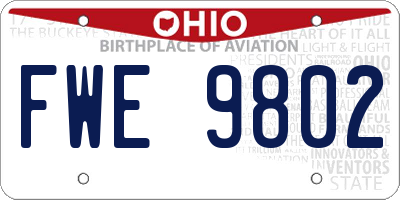 OH license plate FWE9802