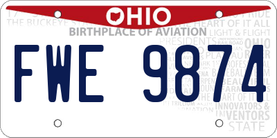 OH license plate FWE9874