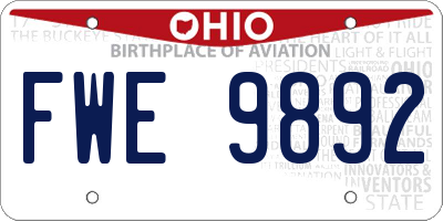 OH license plate FWE9892