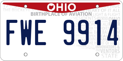OH license plate FWE9914