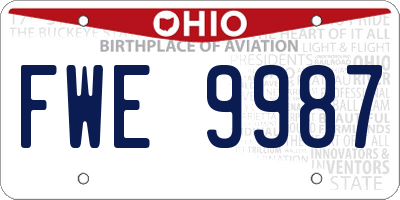 OH license plate FWE9987