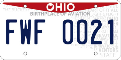 OH license plate FWF0021