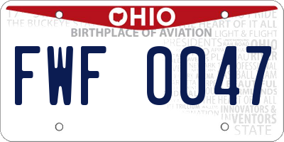 OH license plate FWF0047