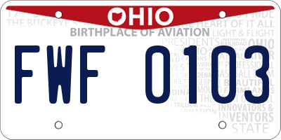 OH license plate FWF0103