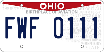 OH license plate FWF0111