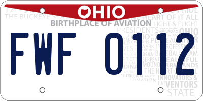 OH license plate FWF0112
