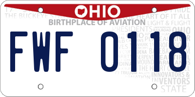 OH license plate FWF0118