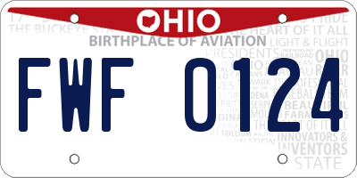 OH license plate FWF0124
