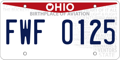 OH license plate FWF0125