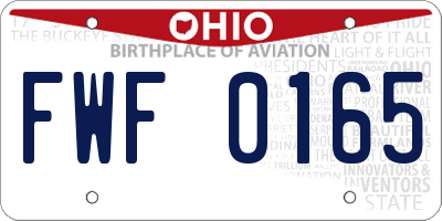 OH license plate FWF0165