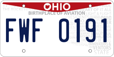 OH license plate FWF0191