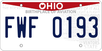 OH license plate FWF0193