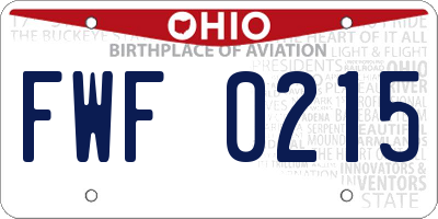 OH license plate FWF0215