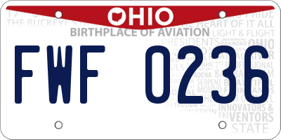 OH license plate FWF0236