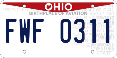 OH license plate FWF0311