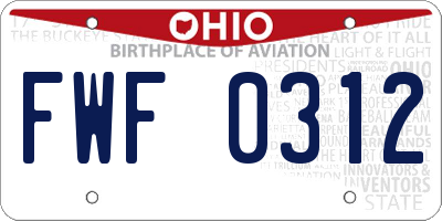 OH license plate FWF0312
