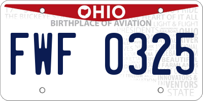 OH license plate FWF0325